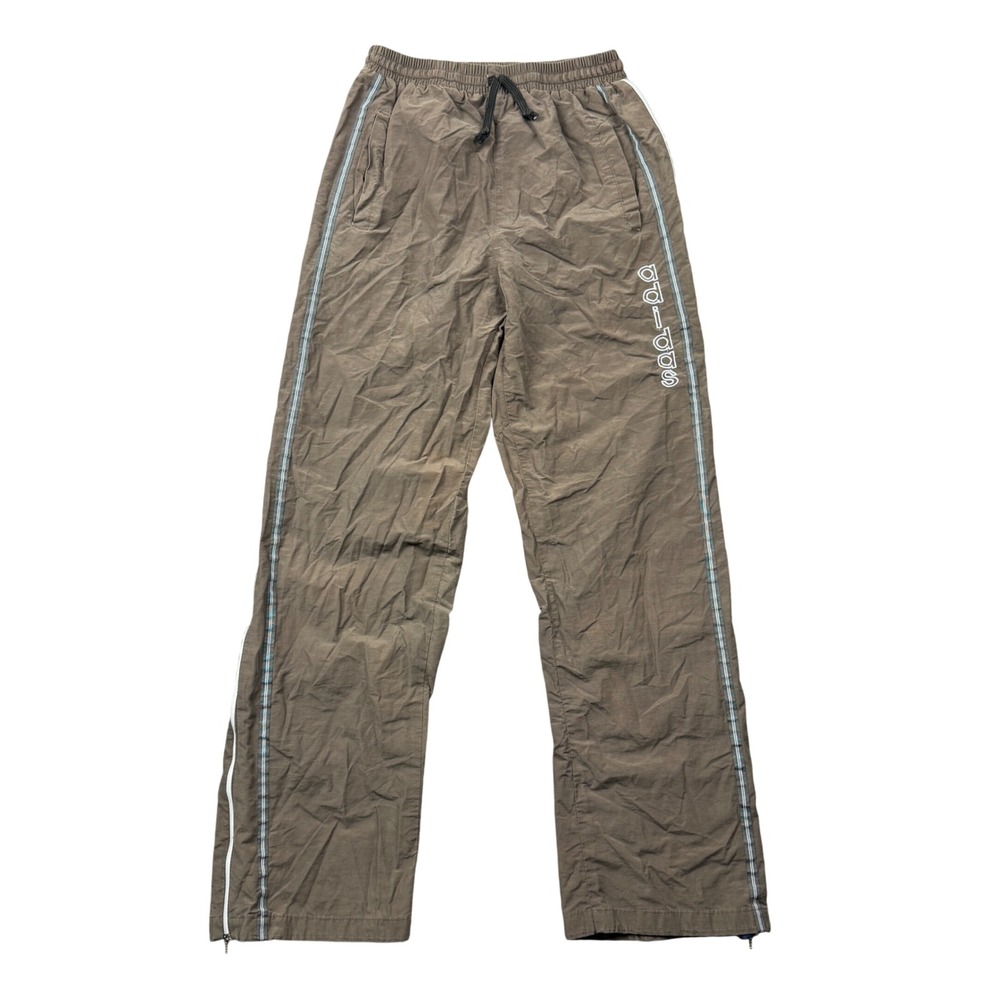 Vintage Adidas Brown Track Pants Women Small Side Stripe Ankle Zip Sportswear